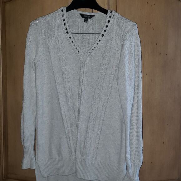 Simply Vera Vera Wang Jeweled V-Neck Knit Sweater - Picture 2 of 6